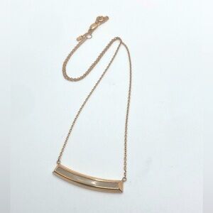 Fossil Shimmer Horn Bevel Plaque Rose Gold Tone Necklace 14” + 2” / .25” Pendant